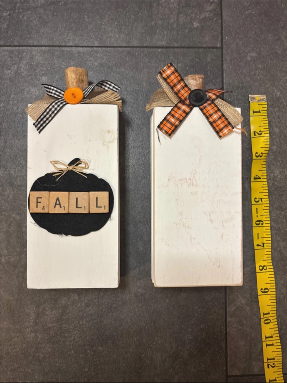 Rustic Fall Pumpkin Wooden Decor - White and Black